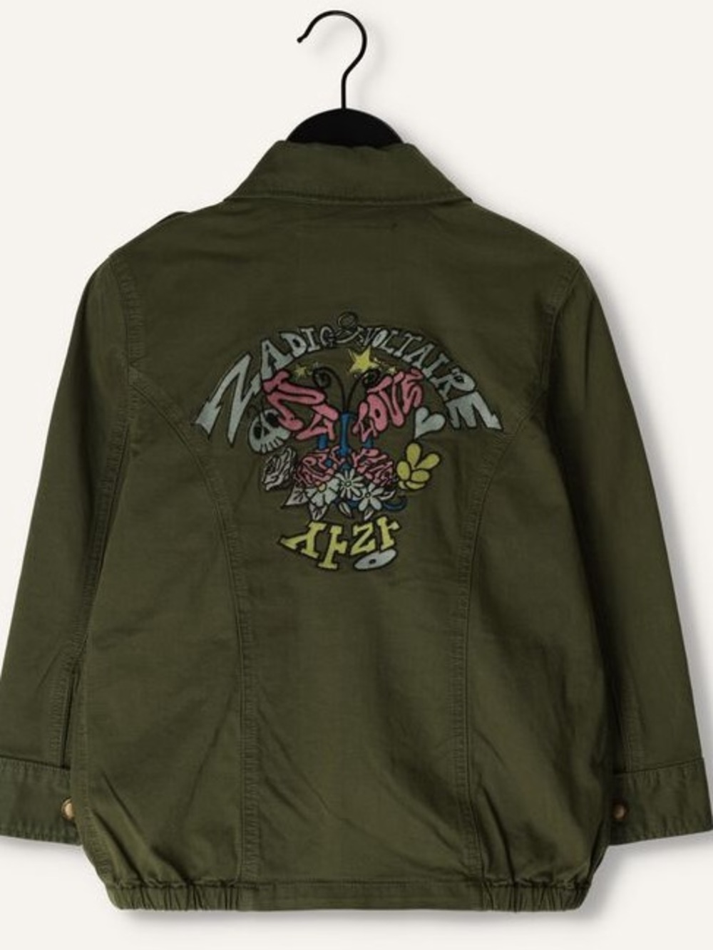 🚩 Zadig & Voltaire Army Green Kid Girl Mill Coat with Patch Size 6X - Picture 4 of 8